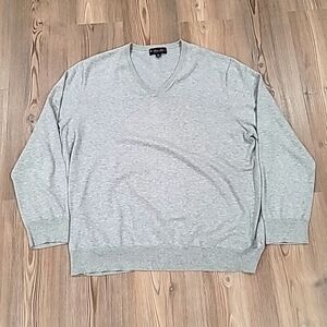 Brooks Brothers Men's Sweater Grey Heather Supima Cotton V-Neck 2XL No. 0020174.